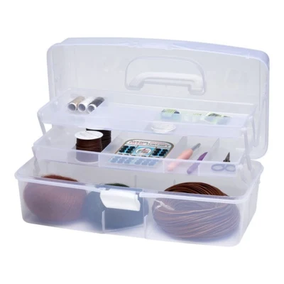 HobbyArts Plastboks med låg Transparent 39,5 x 19,5 cm, 10 rum